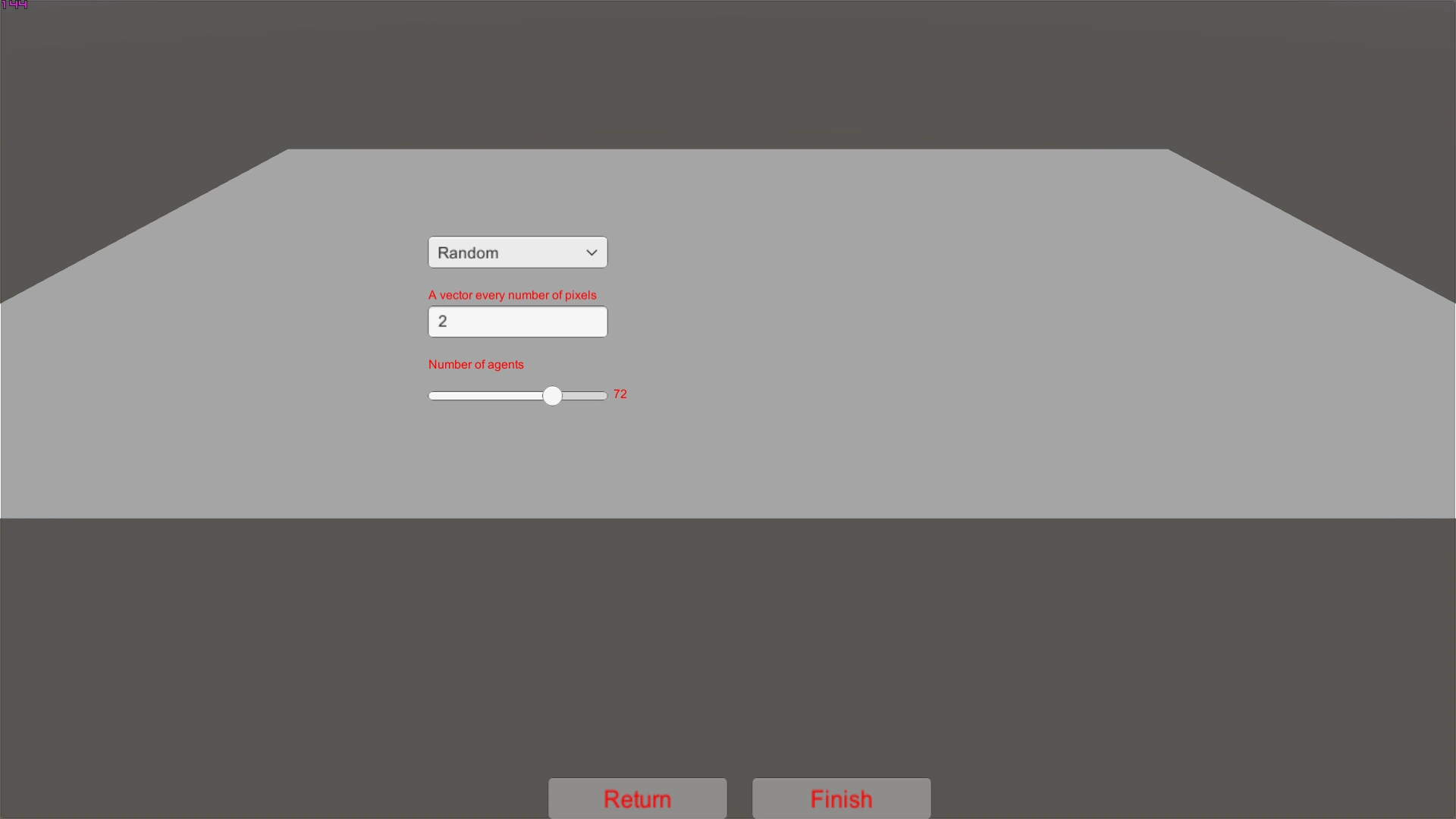 Menu showing flow field customisation